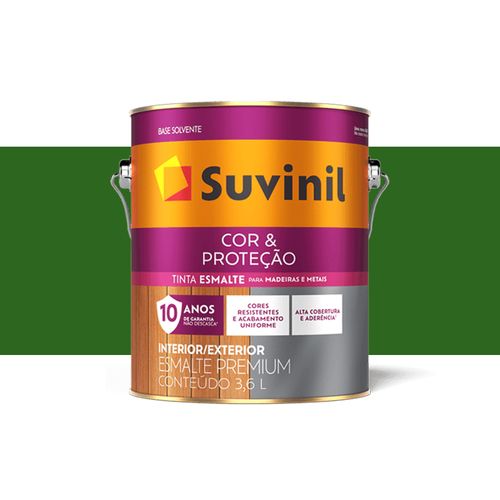 Tinta Suvinil Esmalte Cor e Proteção Brilhante Verde Folha 3,6 Litros 53377928