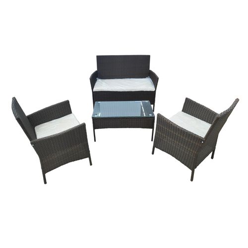 Conjunto Mesa Centro e 3 Poltronas Casa Ok Tijuca Cor Marrom