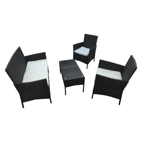 Conjunto Mesa Centro e 3 Poltronas Casa Ok Tijuca Cor Preto