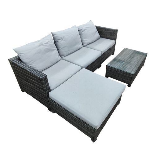 Conjunto Mesa de Centro, Sofá e Puff Casa Ok Meca Ratan Fendi