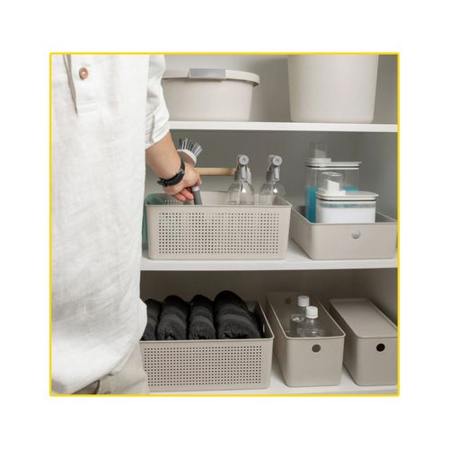 Cesto OU Flow 27X12X13cm Bege Fechado CFW150BGF
