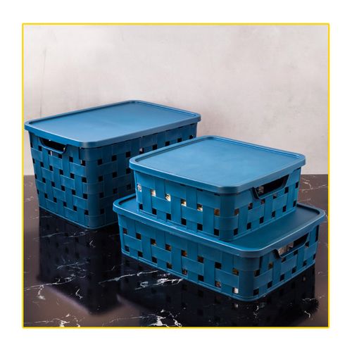 Caixa Organizador Plasutil com Tampa Fita 15 Litros Azul 15029