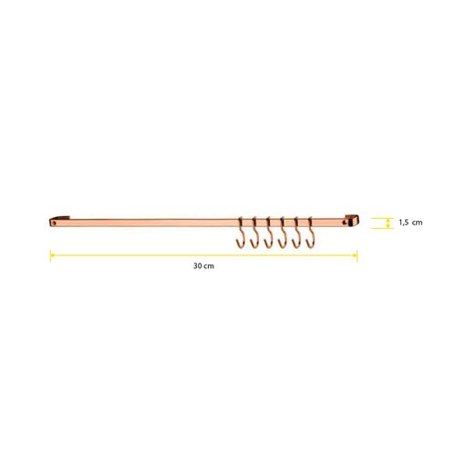 Barra Future 30cm Reta com 6 Ganchos Bronze 2426BZ