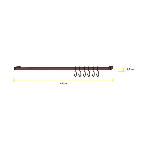 Barra Future 45cm Reta com 6 Ganchos Bronze 2411BZ