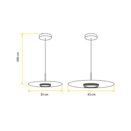 Pendente Orluce Piatto 9W Led Preto Dourado 330mm OR2155
