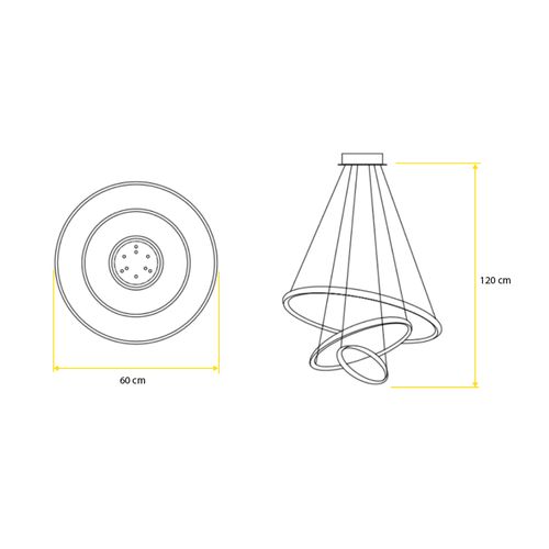 Pendente Taschibra Led Montreal 59,5x59,5x2Cm 3000K 45W Preto 15050979