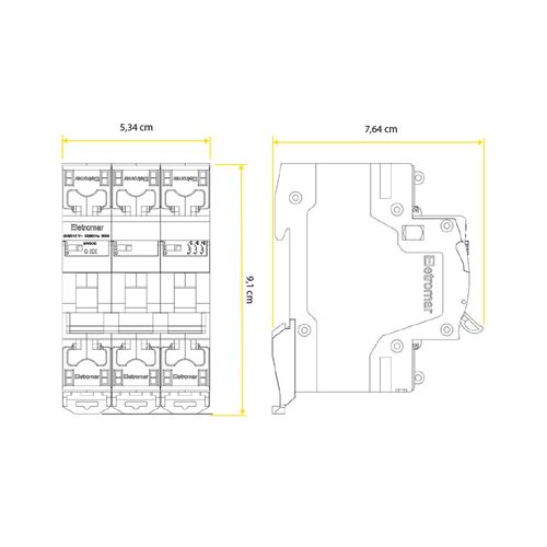 Disjuntor Eletromar Din Tripolar Curva C 25A MW325E