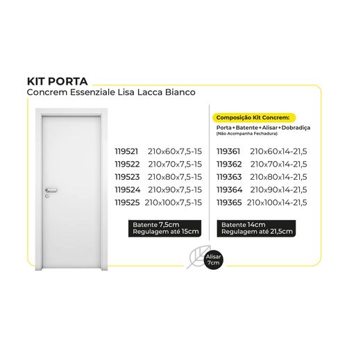 Kit Porta Concrem Essenziale Lisa Lacca Bianco 210X70X7,5-15 BI.41764