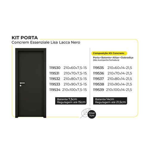 Kit Porta Concrem Essenziale Lisa Lacca Nero 210X70X7,5-15cm BI.34109