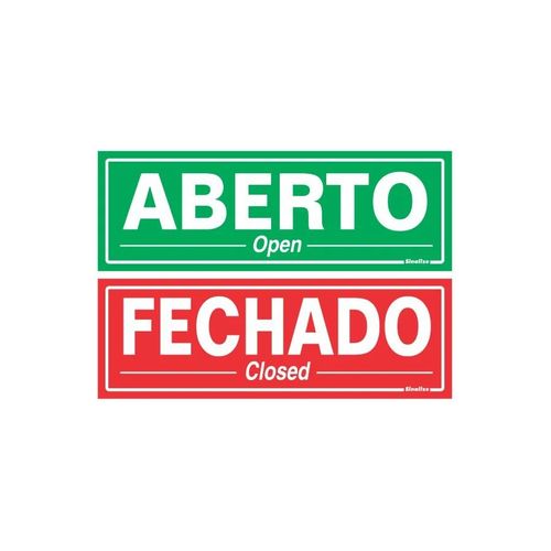 Placa Sinalize 20X30 250CF Aberto/Fechado 2 Unidades 10X30cm