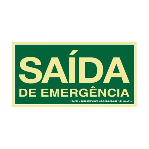 Placa Sinalize 30X15 315AM Fotolum.Saida De Emergencia
