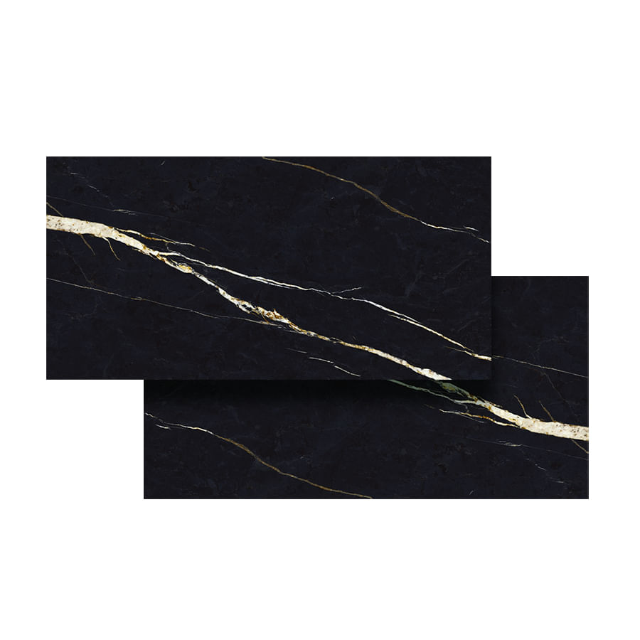 Piso Cerâmico Supreme 56x113 Armani Black Preto Polido 313005 - Todimo