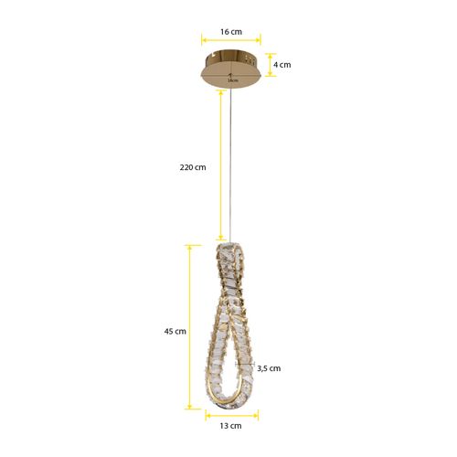 Pendente Nordecor Led Cristal Lezie  IN 45cm 33W 3000W 2741