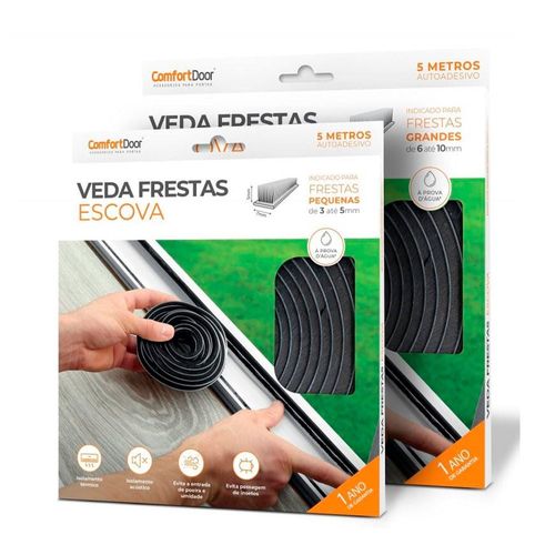 Veda Frestas Comfort Door Escova Cinza 10X7Mm 5M Referência 42