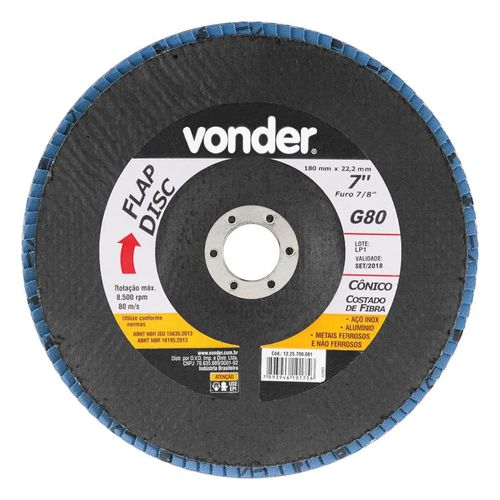 Disco Vonder Flap Cônico 7" Grão 80 1225700081