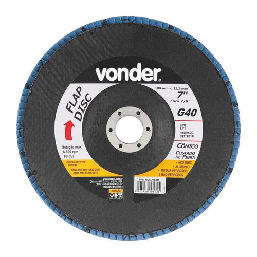 Disco Vonder Flap Cônico 7" Grão 40 1225700041