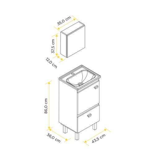Kit Gabinete para Banheiro 40cm Essenza com Pé TT.FN Gaam — Ref. 201138