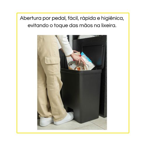 Lixeira Ou De Pedal Trium 30L Preta Lx4300Ptf