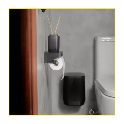 Porta Papel Higiênico Ou De Parede Eleve Preto PPE100PTF