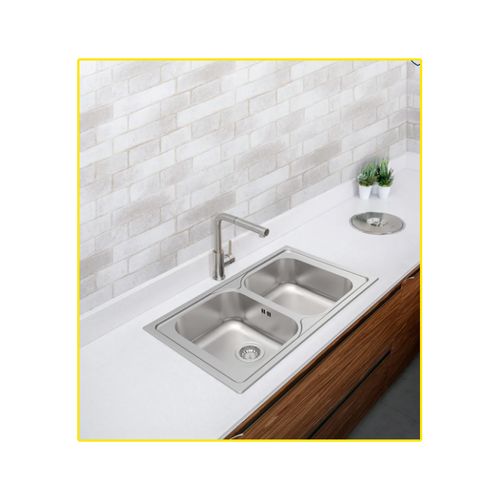 Pia Tramontina Inox 86x50Cm Marea 2 Cubas 34 s/f p/t 93903/123