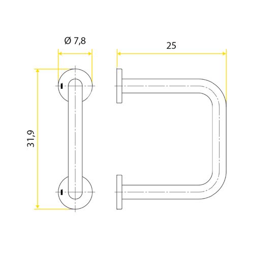 Barra Apoio Docol Fixa U 25X24 Inox Escolado 90009749016
