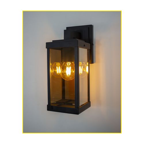 Arandela Metaldomado Retrô Quadrada P 30x11x15cm 1xE27 Preto Fosco com Vidro — Ref. 5520P.03