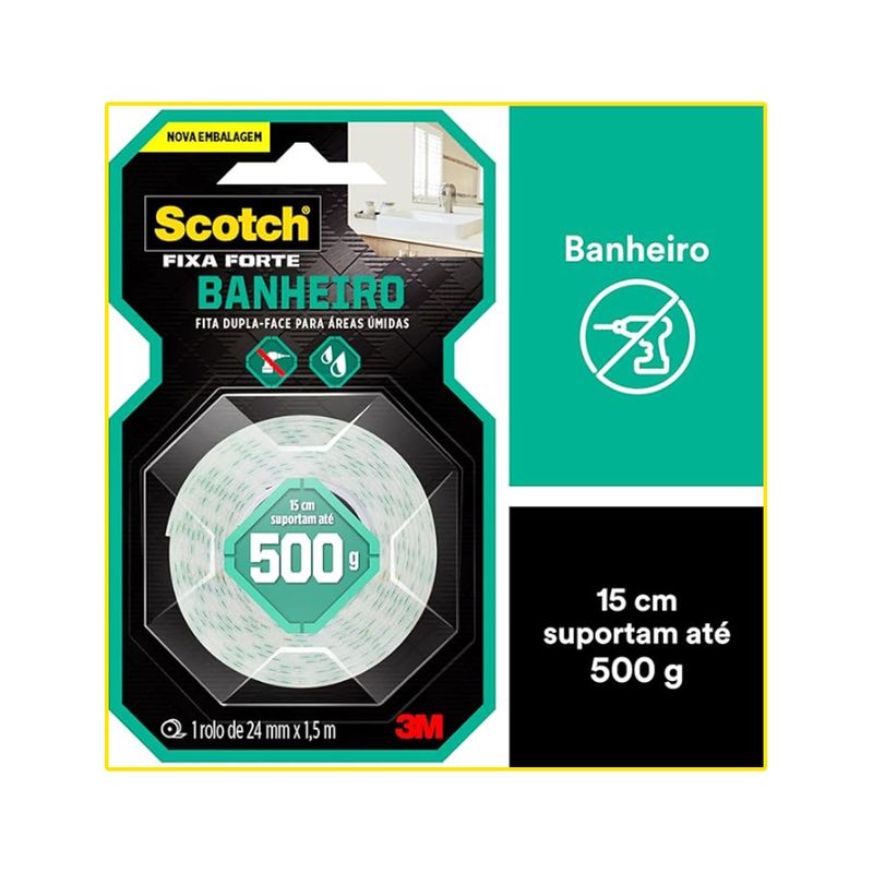 Fita 3M Dupla Face Fixa Forte Banheiro 24mmx1.5m HB004488316                                                                    -1754064534786