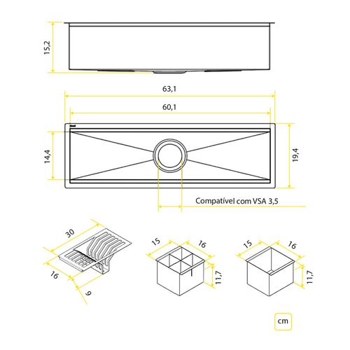 Calha Docolfit 45X14,5X14 Esc com Valvula 3.1/2 90020915016