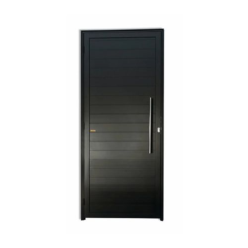 Porta Alumínio MGM 210x100x8Cm Preta Project Lambri com Puxador ID 230532 - Esquerda - Alumínio