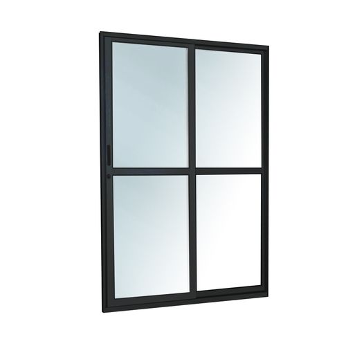 Porta de Correr Alumínio MGM 210x160x7Cm Preta Sólida 2 Folhas ID 230461 - Direita - Alumínio