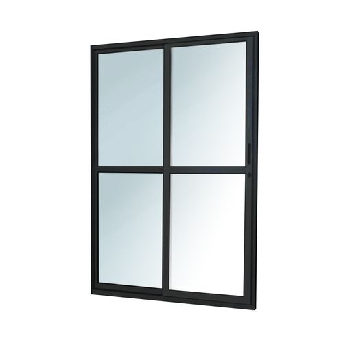 Porta de Correr Alumínio MGM 210x160x7Cm Preta Sólida 2 Folhas ID 230467 - Esquerda - Alumínio