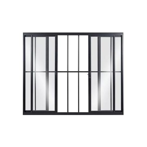 Vitrô MGM 100x150x6.02Cm Preto Soft com Grade 4 Folhas 219642 - Alumínio