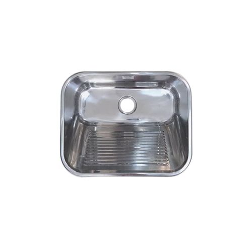 Tanque de Embutir em Aço Inox Acabamento Polido 53x43x21cm Válvula 3.1/2" Casa Ok — Ref. OK-81594