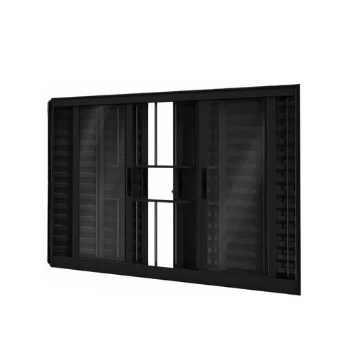 Veneziana MGM 120x200x8Cm Preta Soft com Grade 6 Folhas 226473 - Alumínio