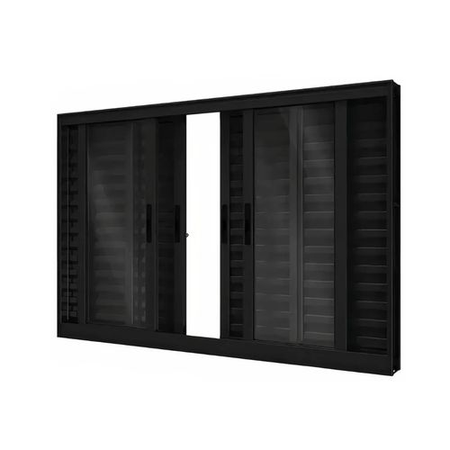 Veneziana MGM 100x120Cm Preta Soft sem Grade 6 Folhas 226396 - Alumínio