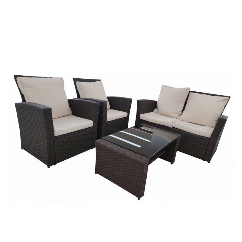 Conj. Mesa Centro e 3 Poltronas Casa Ok Roma Ratan Fendi                                                                        -1764346071606