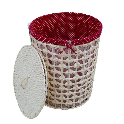 Cesto para Lavanderia Decor 44X52 Branca com Tecido Pink 13C-082/13 G