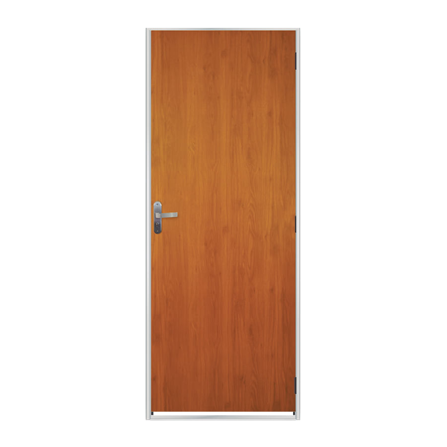 Kit Porta MGM 217x80x12Cm Madeira Mogno com Batente de Aço Branco