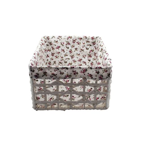 Cesto Decor 44X33 Branca com Tecido Branco Floral 13C-045/19 G