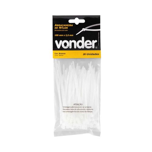 Abracadeira Vonder Nylon 100X2,5 Branca Conjunto com 20 2815100020