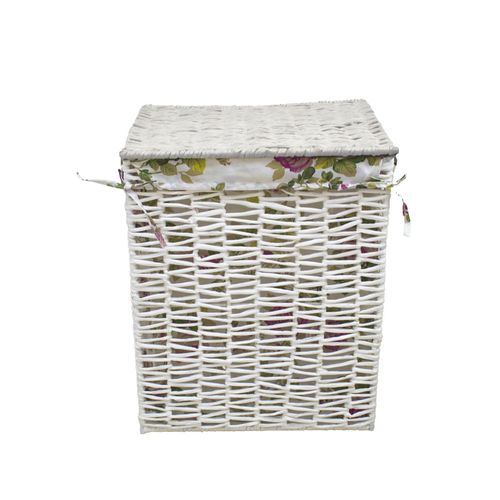 Cesto Decor 37X27 Branco com Tecido Branca com Rosas 13C-081/21 G