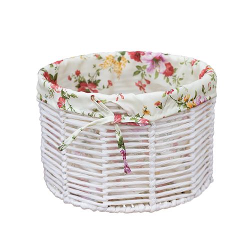 Cesto para Lavanderia Casa Ok 28X18 Branco Tecido Floral 13C-082/24 PP
