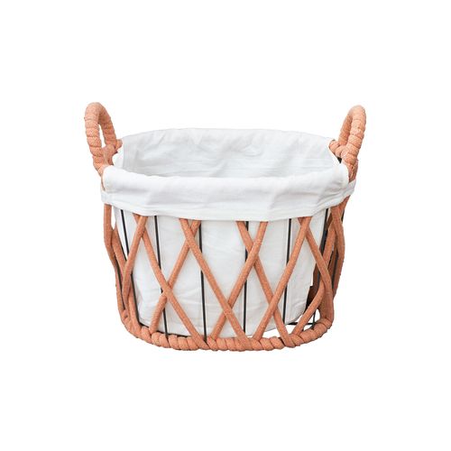 Cesto Casa Ok 35X23X29Cm P Metal e Tecido com 2 Alcas OK91890