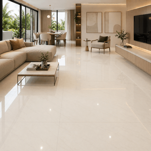 Piso Porcelanato Portobello 90x90 Moonlight Off White Polido 203710E