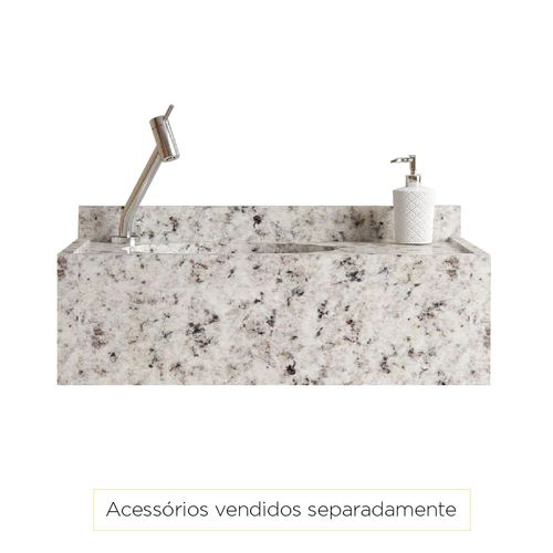 Bancada Gaam Iris com Cuba Embutida Granito Branco/Amarelo 64x43x21Cm 201186