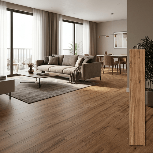 Piso Porcelanato Eliane 19,7x120 Bosco Camel Mate 8056322