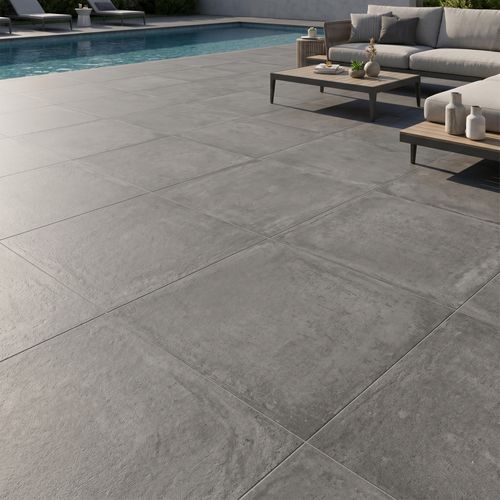Piso Porcelanato Biancogres 90x90 Cemento Grafite Externo CC0209M1