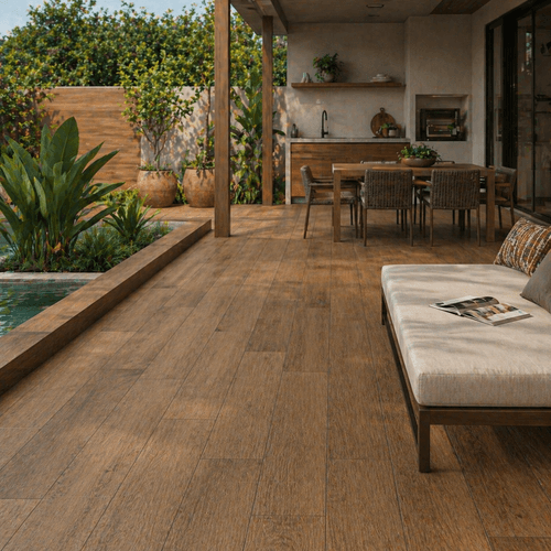 Piso Porcelanato Biancogres 20x120 Madeira Carvalho Castano Externo