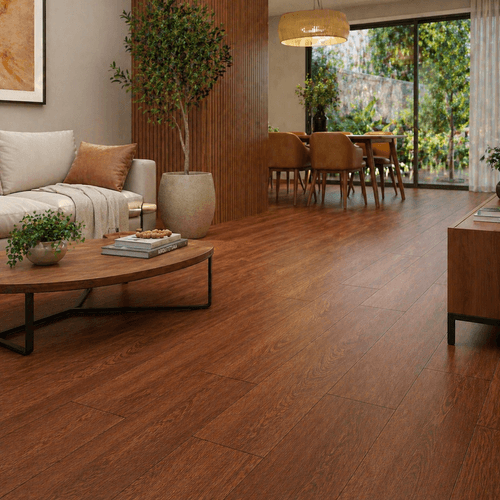 Piso Porcelanato Biancogres 26x106 Madeira Carua Rosso Satin Acetinado
