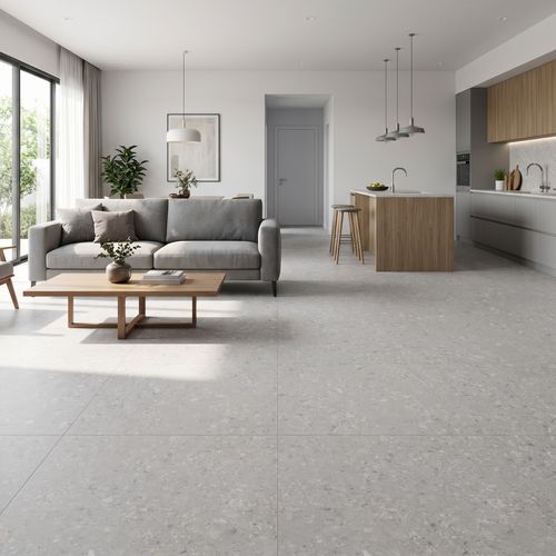 Piso Porcelanato Biancogres 90x90 Cannes Terrazo Grigio Satin Acetinado